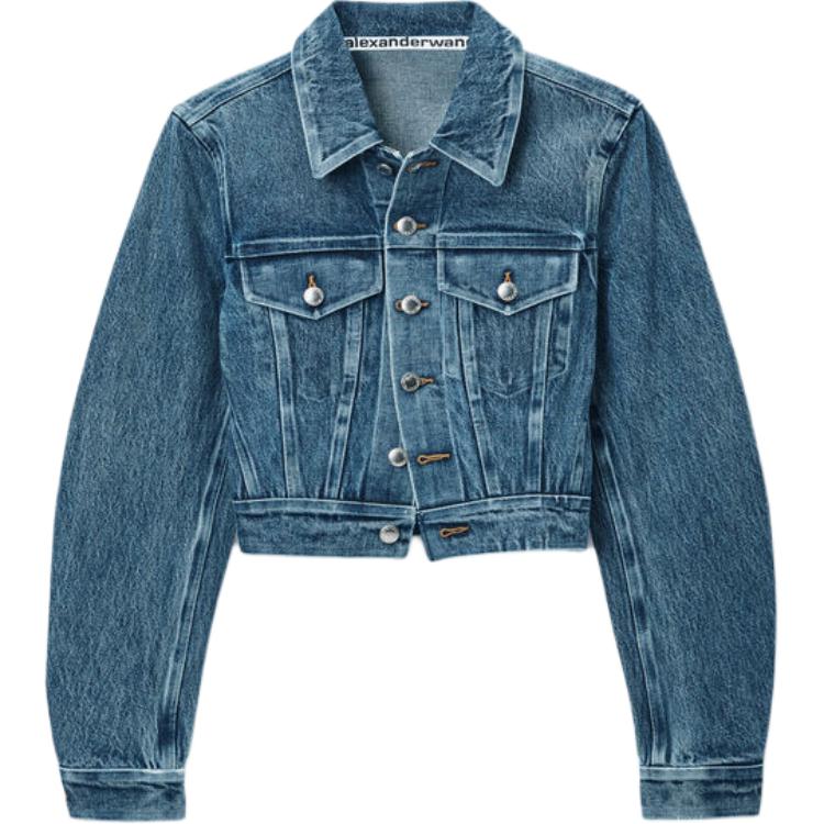 

Alexander Wang Приталенная косуха с простроченными швами винтажного кроя среднего размера цвета индиго, Indigo