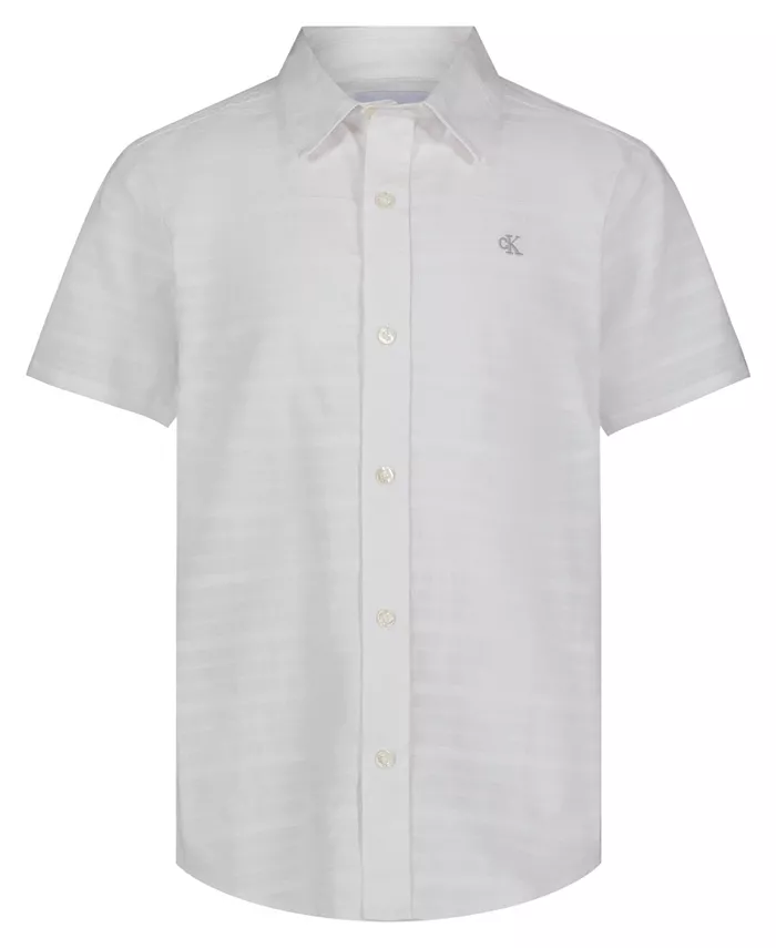 

Рубашка Big Boys Variegated Dobby в клетку Calvin Klein, белый