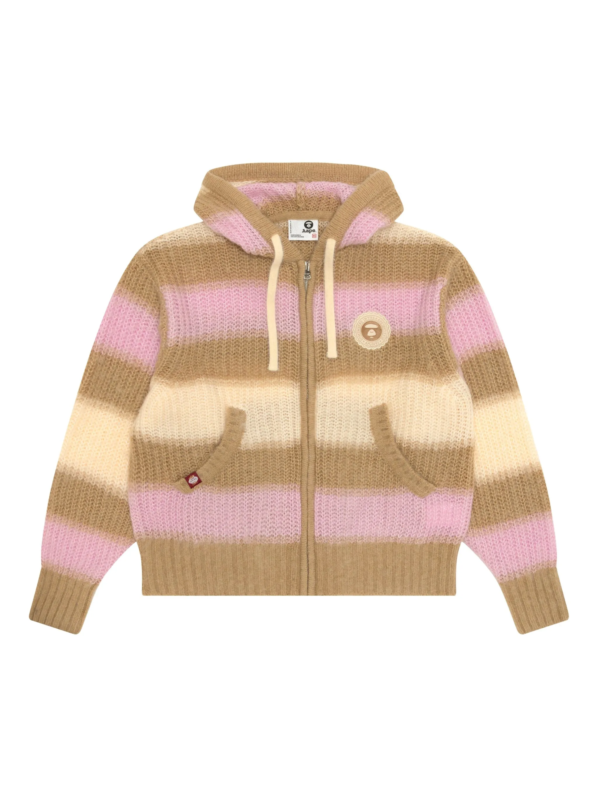 

Полосатый кардиган с капюшоном Aape By A Bathing Ape, нейтральный