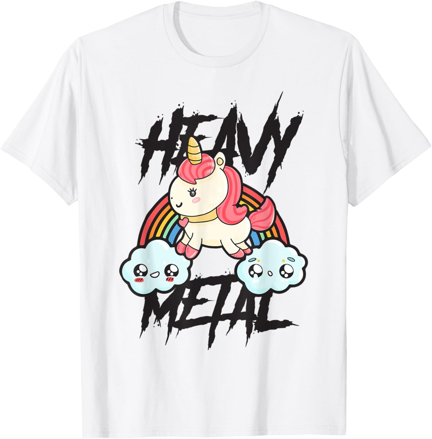 

Футболка с изображением единорога и символикой дэт-метала Death Metal Music Design For Rock Bands, белый