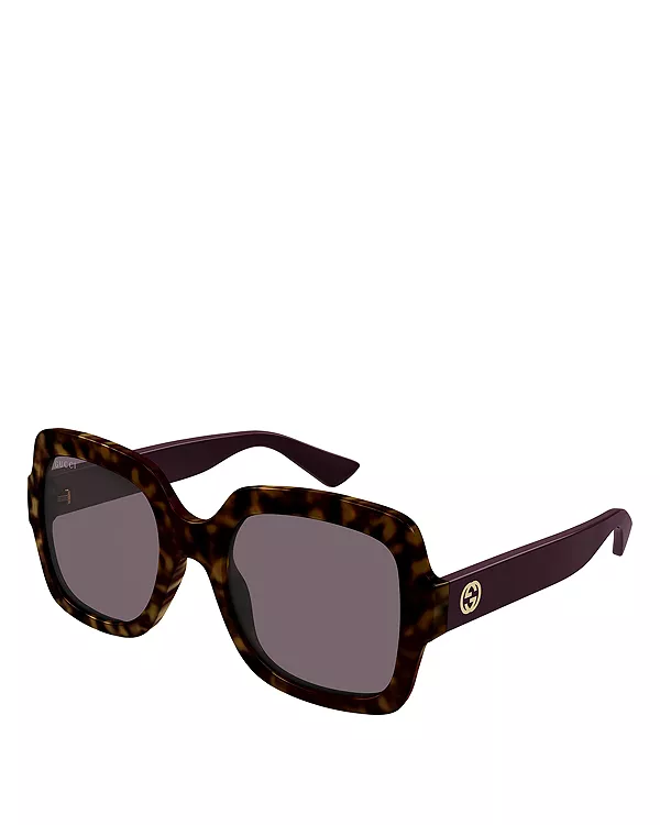 

Минималистичные квадратные солнцезащитные очки, 54 мм Gucci, коричневый