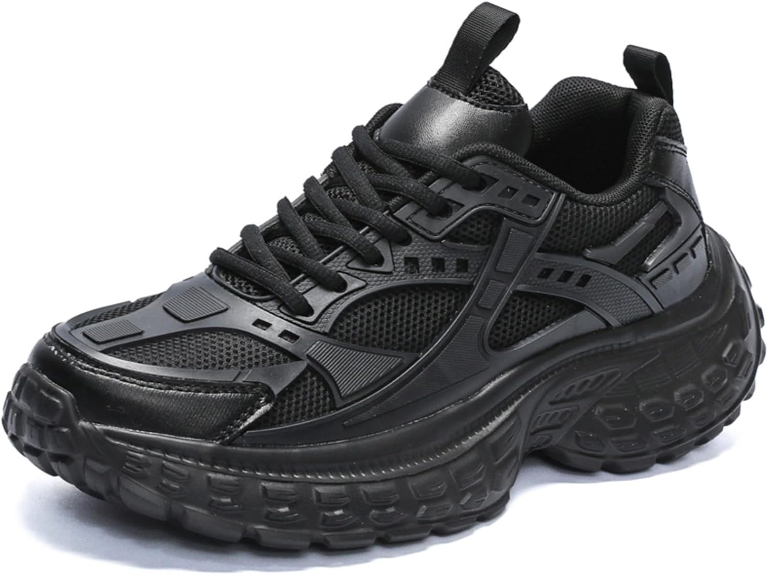 

Кроссовки Chunky Dad для мужчин: модная платформа, повседневные на шнуровке. Идеальны для прогулок и повседневного ношения Kpdwfms, черный