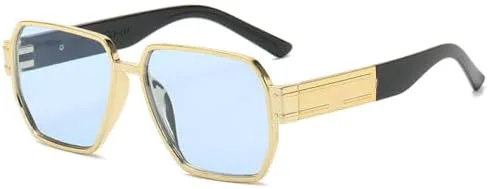 

Модные квадратные солнцезащитные очки большого размера для женщин, крупная оправа, цветные солнцезащитные очки, женские, унисекс, черные MTZJH, Gold Blue