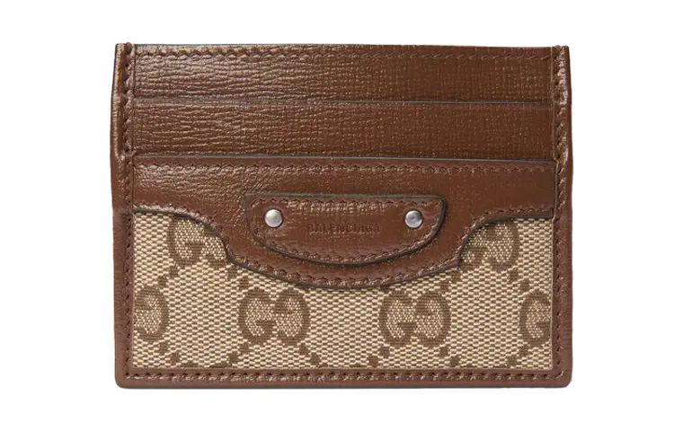 

GUCCI Холщовый картхолдер с кожаным отделением
