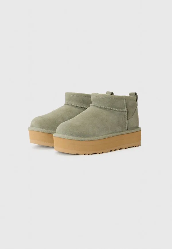 Классические ультрамини-ботинки на платформе, классические ботильоны Ugg, Moss Green — фото 2