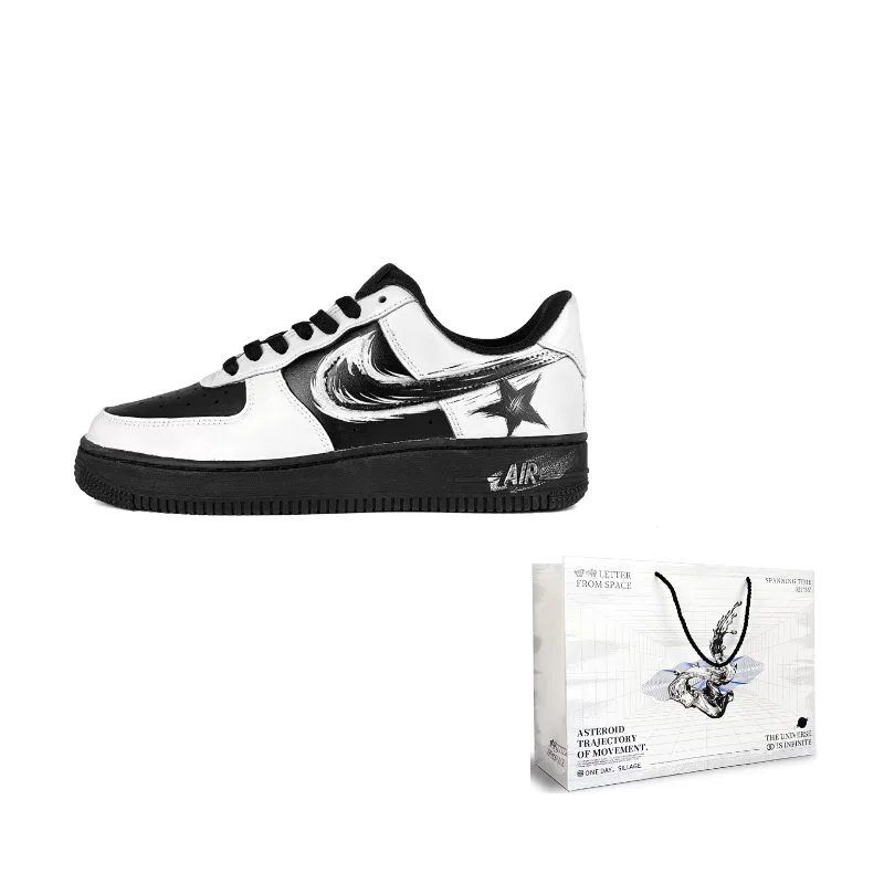 Кроссовки скейтбордические Nike Air Force 1 Leather Low Black White
