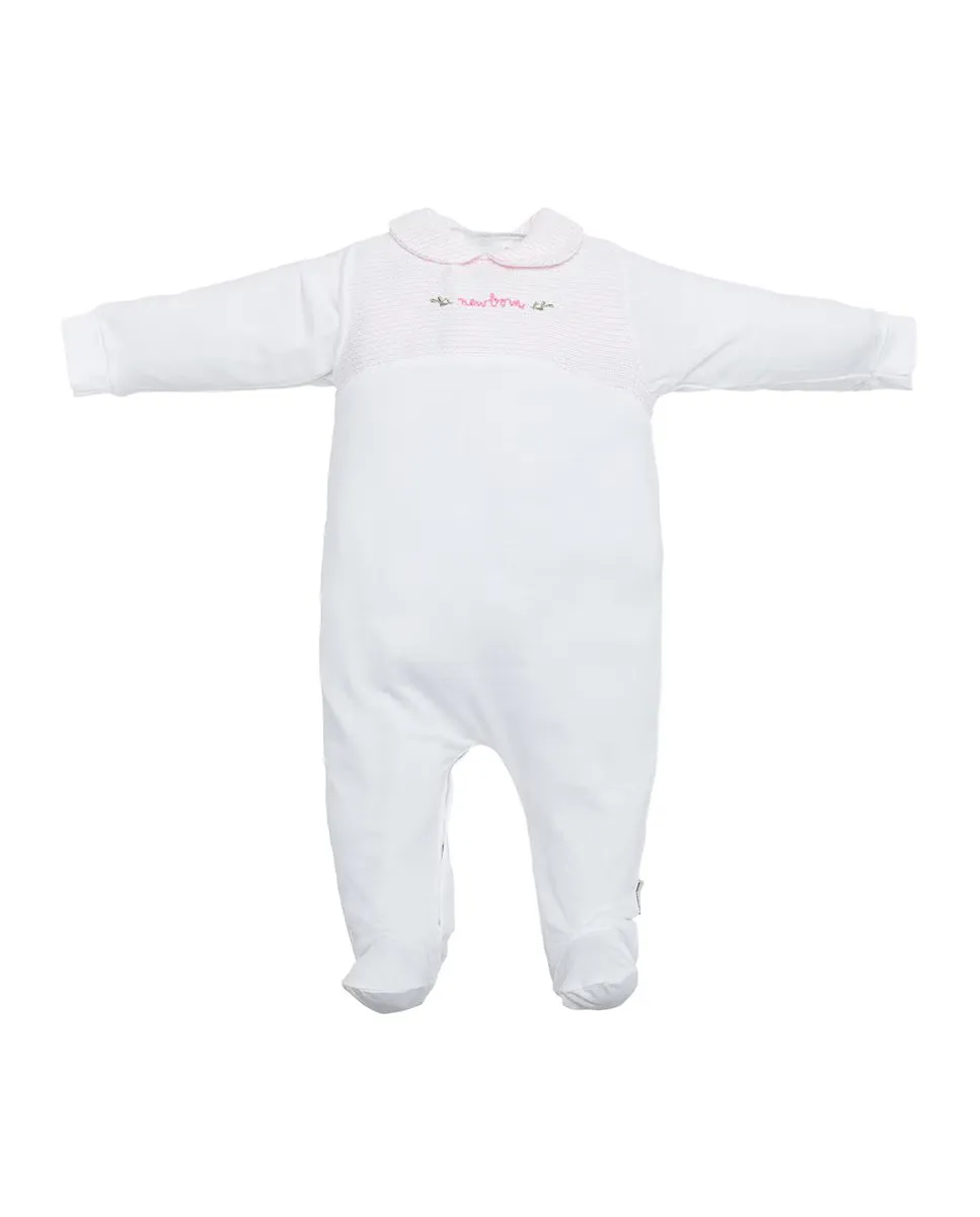 

Белая детская пижама с контрастной кокеткой и воротником Cambrass, белый