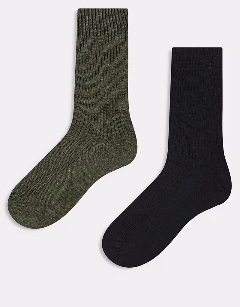 

Jack & Jones 2 пары носков черного и хаки цвета