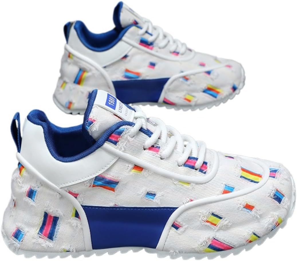 

Вязаные сетчатые легкие дышащие кроссовки для мужчин Y2K, повседневные с шнуровкой, мягкой подошвой, для бега, прогулок на улице, путешествий и ежедневного стрит-стиля Ppoiuff, синий