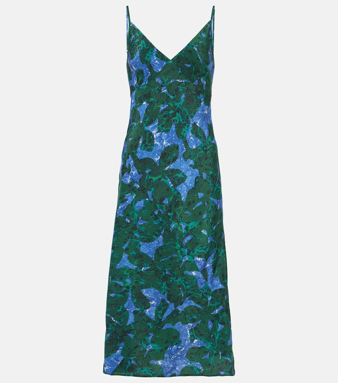 

Платье-комбинация из шелка с принтом Dries Van Noten, Malachite