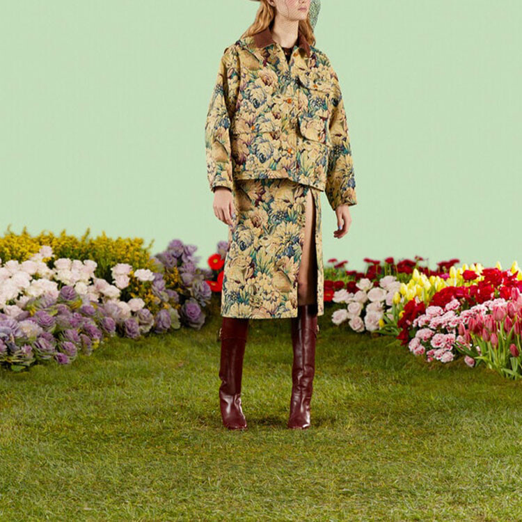 Китайский Новый год Повседневная длинная юбка женская зеленая Gucci — фото 2