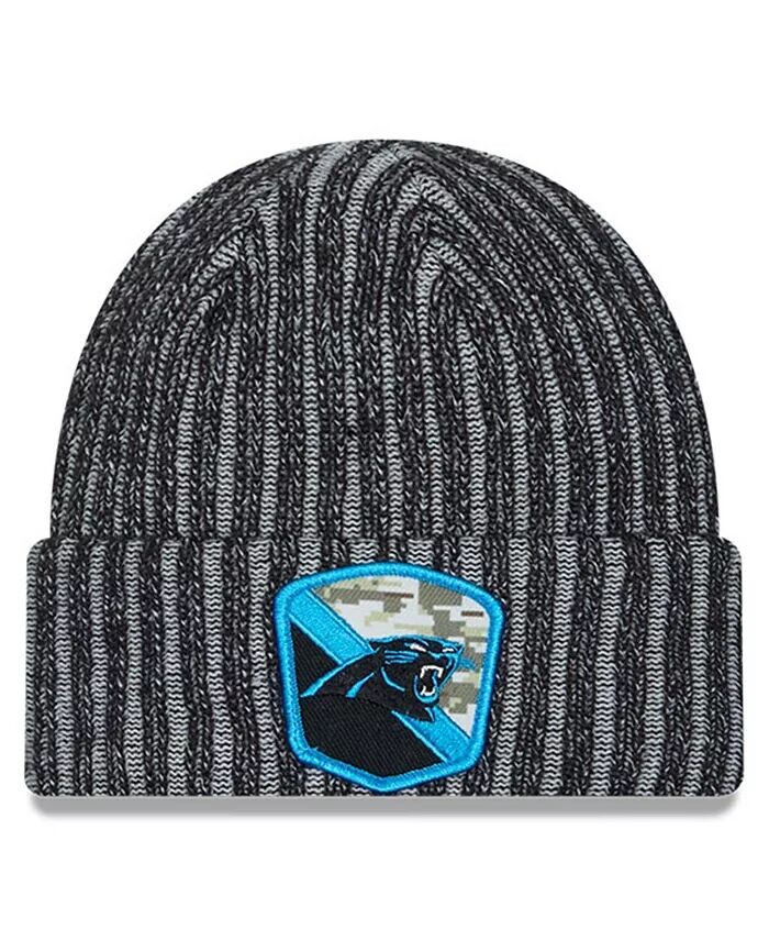 

Мужская вязаная шапка Black Carolina Panthers 2023 Salute To Service с манжетами New Era, черный