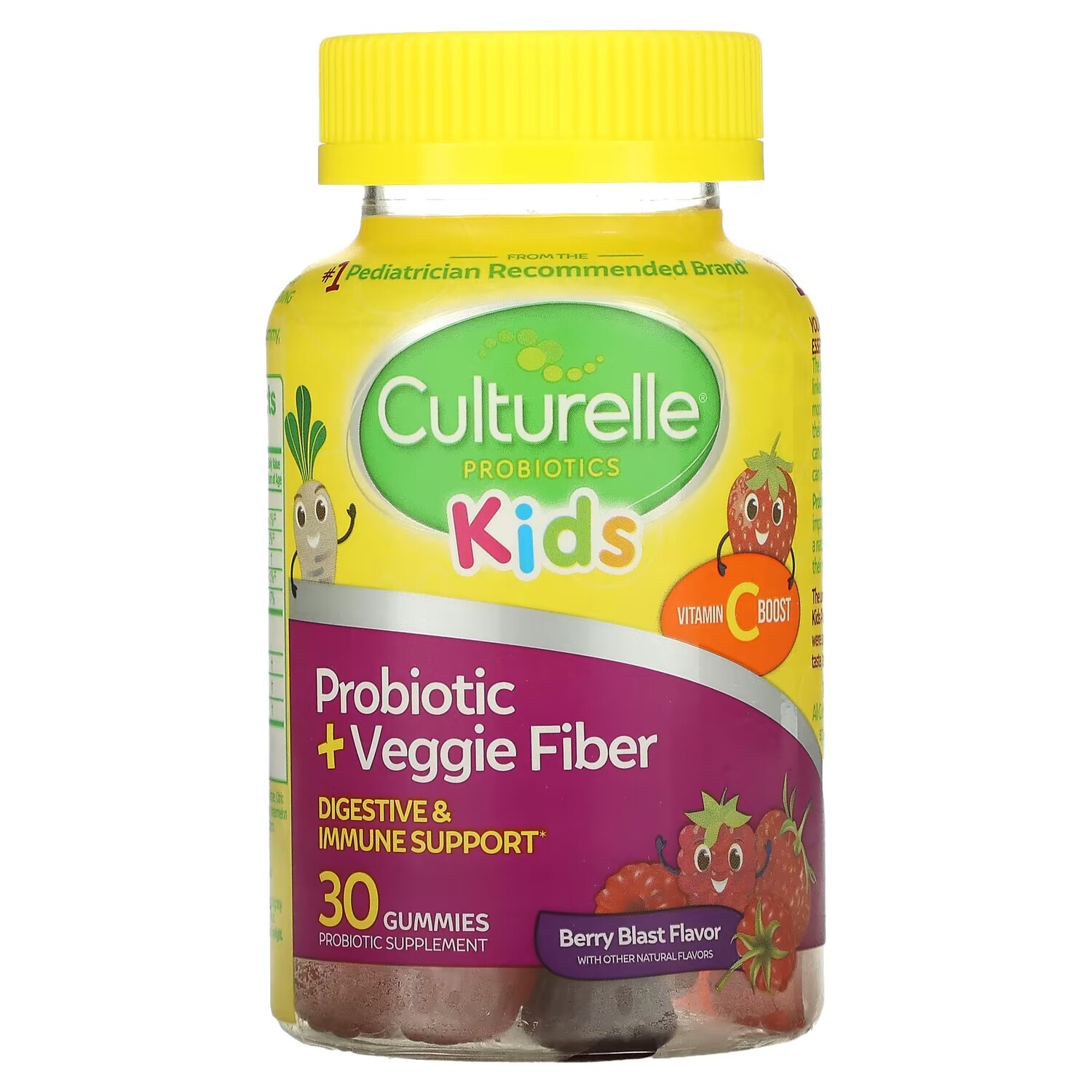 

Пробиотическая добавка Culturelle Berry Blast с растительной клетчаткой, 30 жевательных таблеток