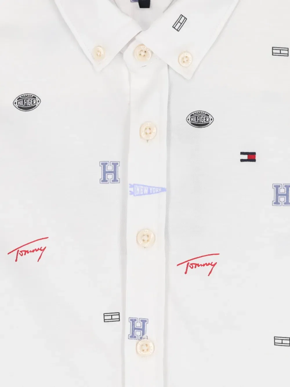 Хлопковая рубашка с логотипом Tommy Hilfiger Junior, белый — фото 3