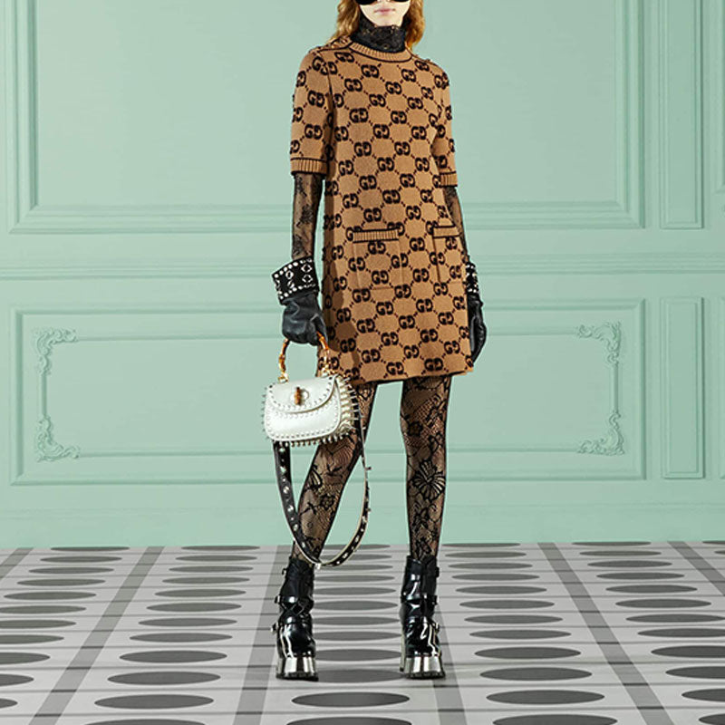Платье Gucci GG из шерстяной буклированной ткани, женское, верблюжий коричневый — фото 2