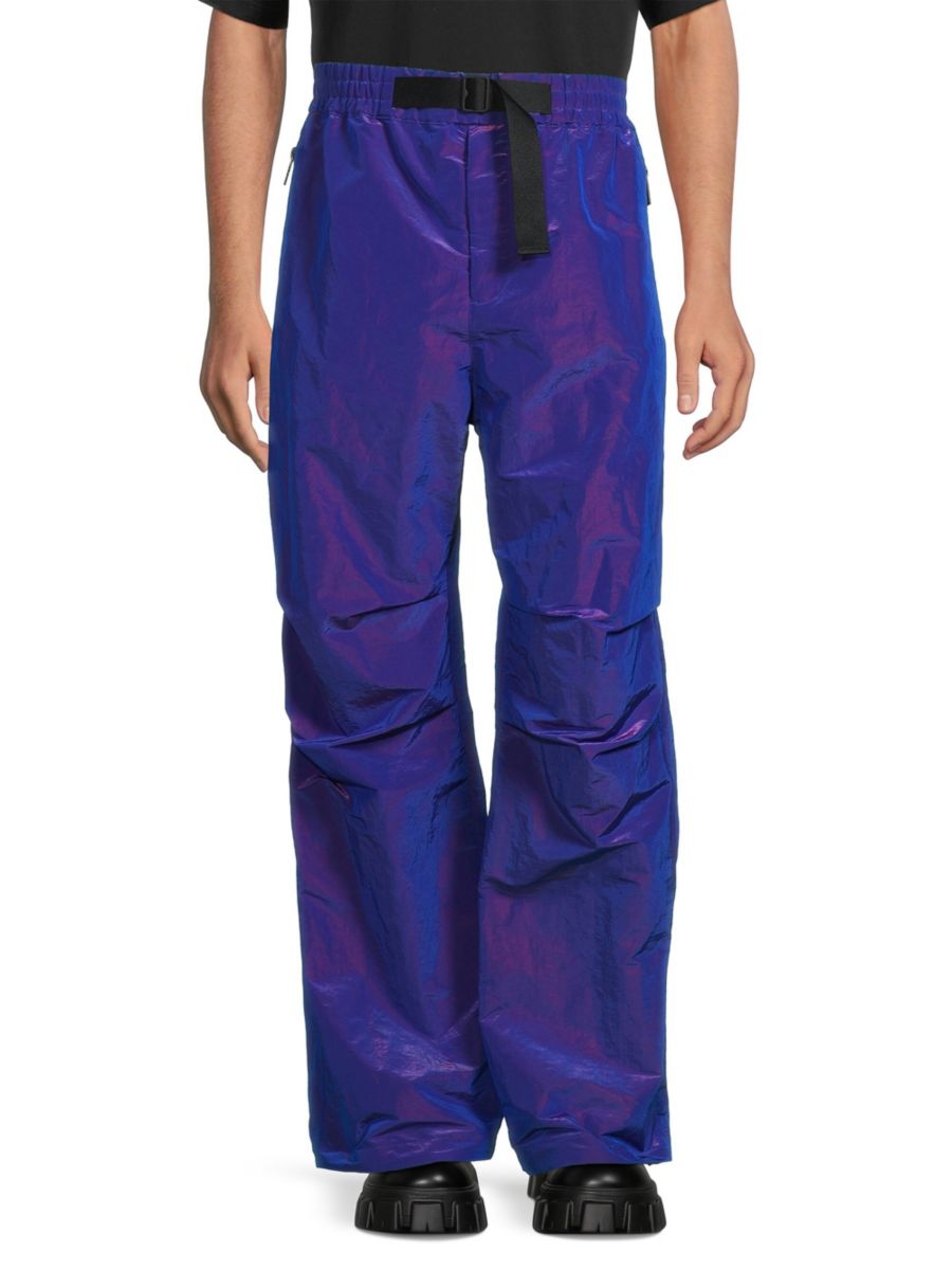 

Прямые нейлоновые брюки с пряжками Burberry, цвет Volt Purple