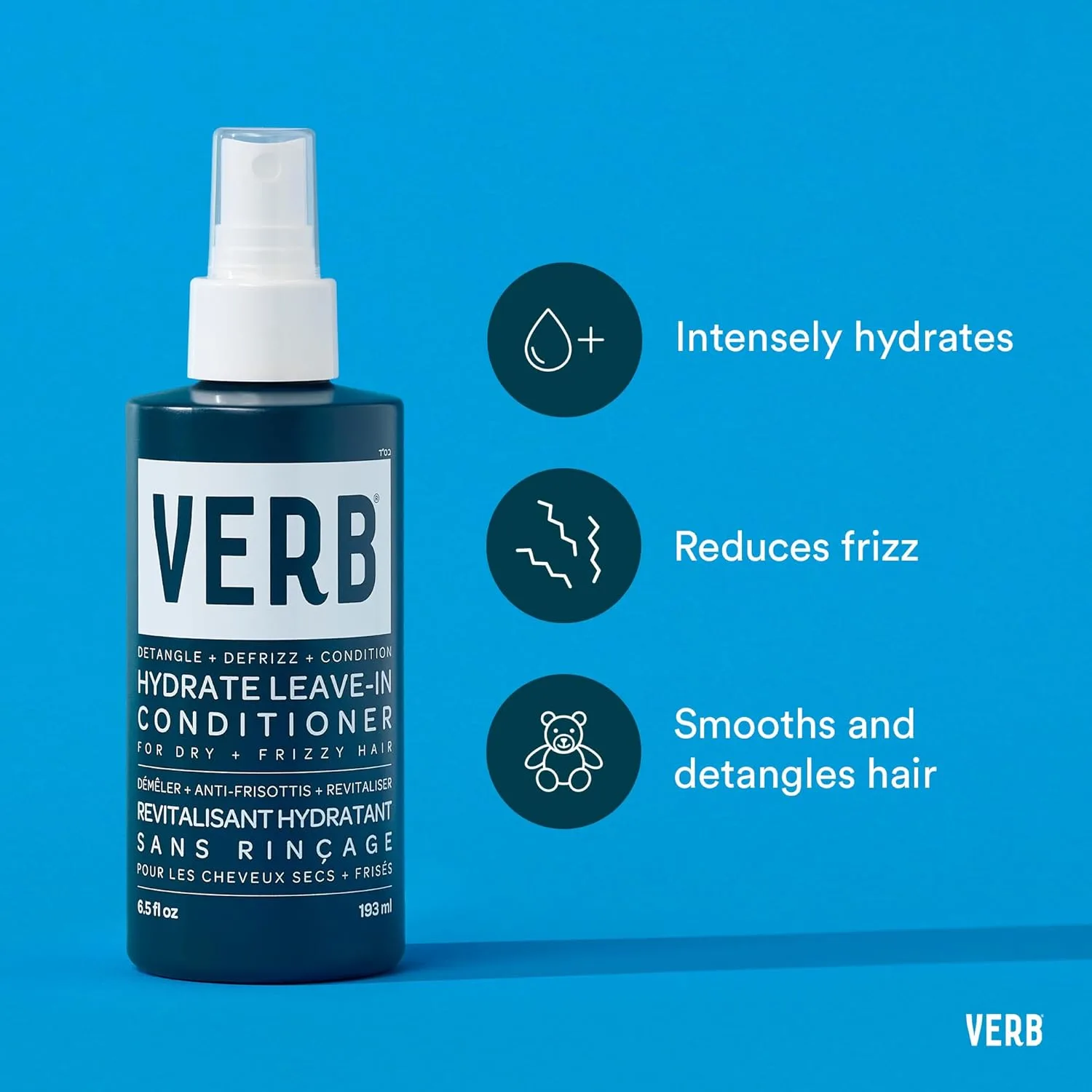 Несмываемый кондиционер VERB Hydrate, 197 мл - Питает сухие и вьющиеся волосы - Разглаживает и облегчает расчесывание - Аромат амбры и теплого жасмина — фото 2