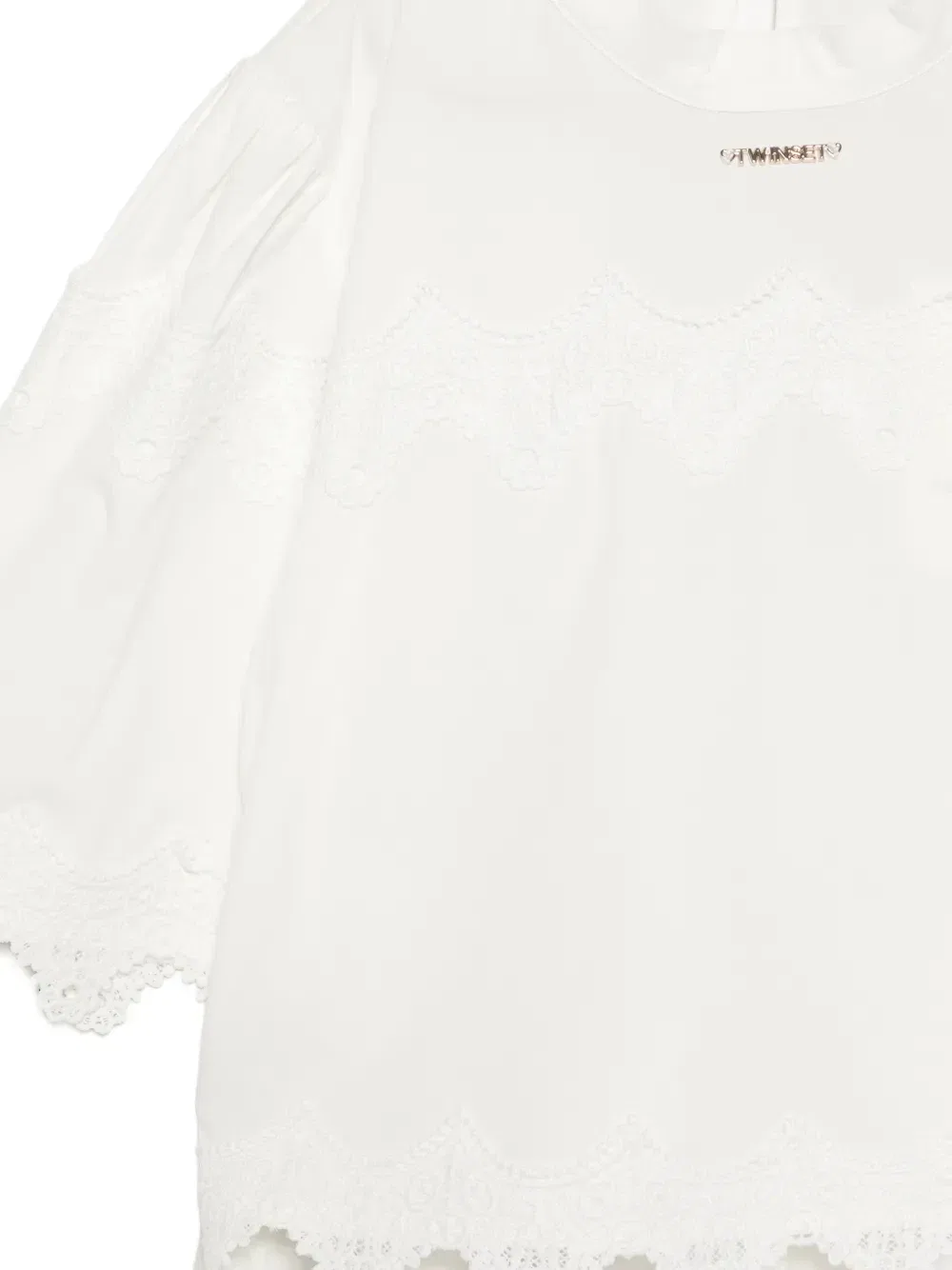 Комплект из топа и брюк с кружевом Twinset Kids, белый — фото 3