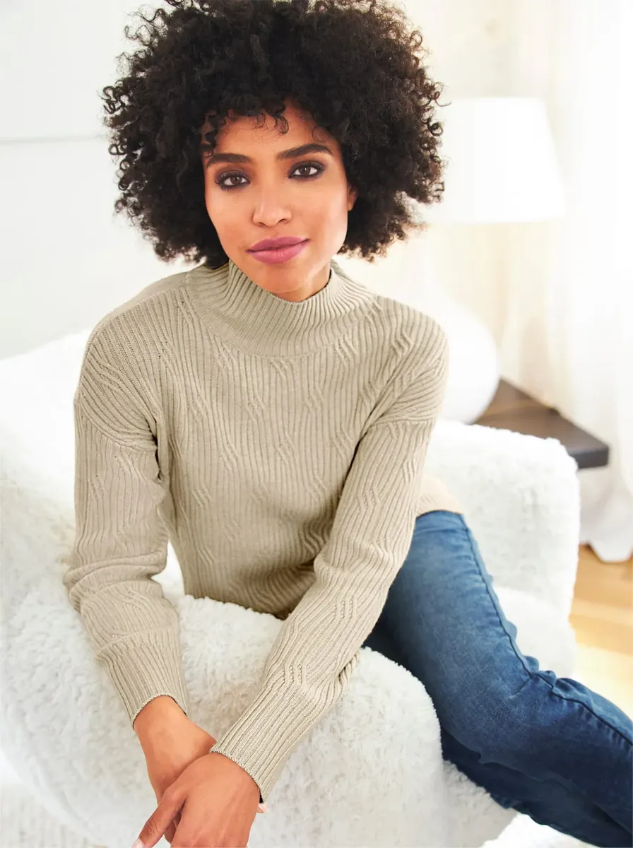 

Heine свитер с воротником-стойкой "свитер с воротником-стойкой", цвет Sand-Meliert