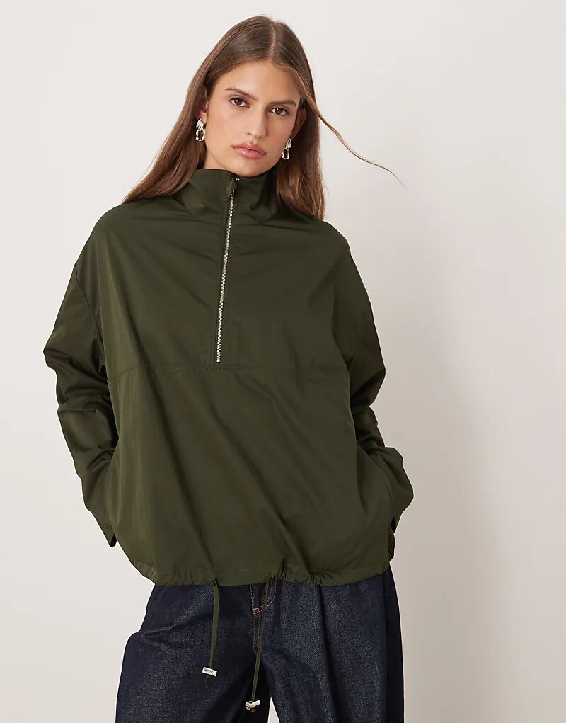 

Техничная куртка ASOS DESIGN с воротником-стойкой и застежкой-молнией цвета хаки