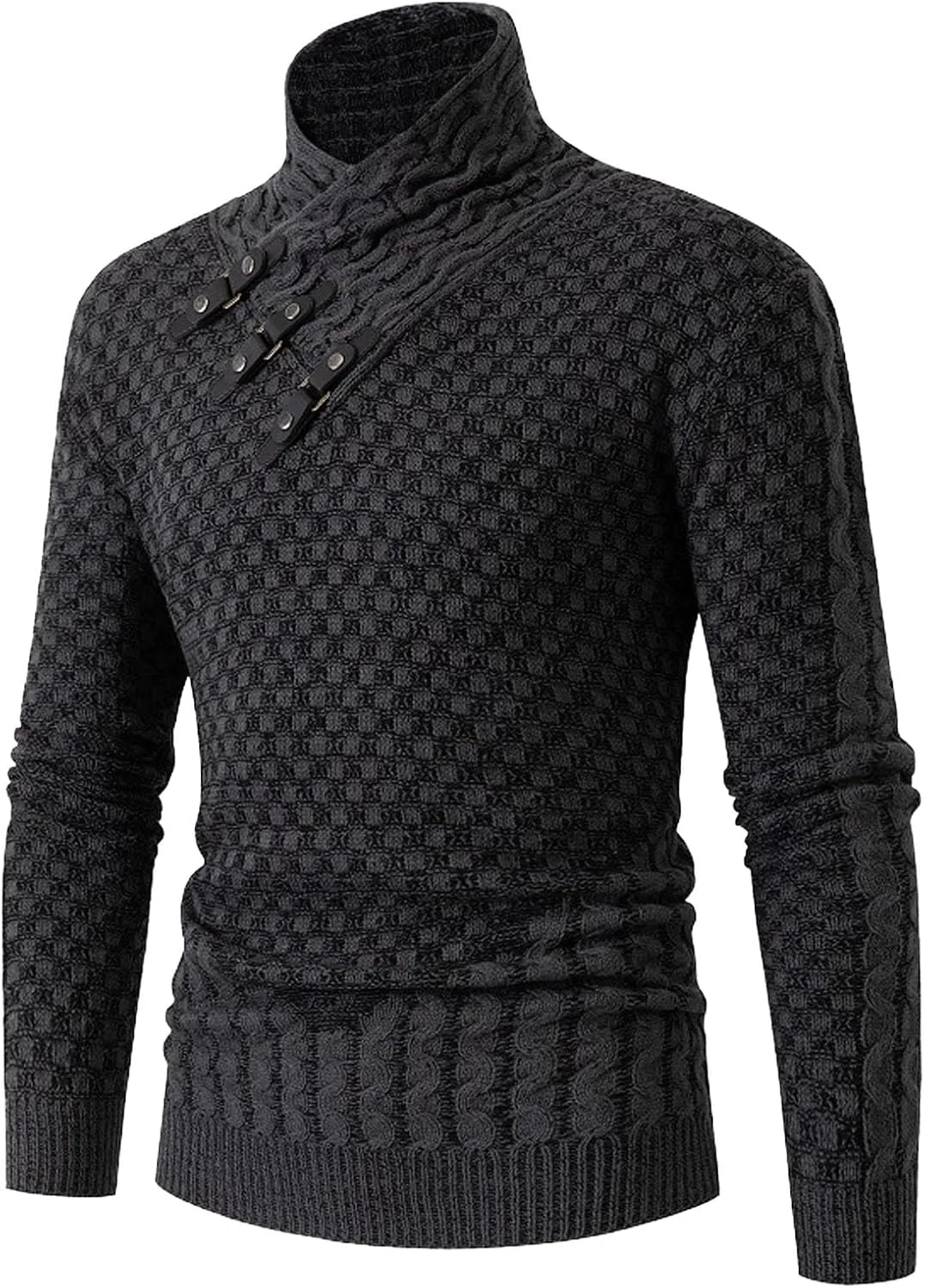 

Мужской вязаный свитер с воротником шаль и длинными рукавами slim fit