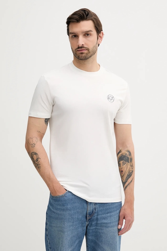 

Хлопковая футболка Armani Exchange, бежевый