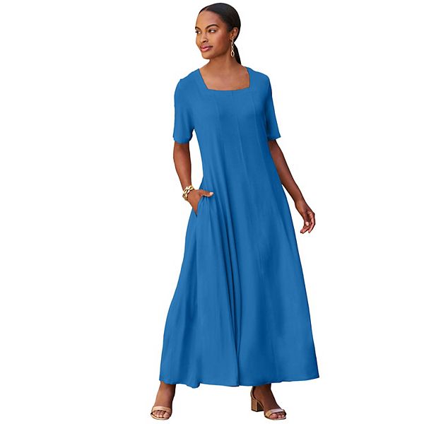 

Женское платье макси с квадратным вырезом plus size Jessica London, Pool Blue