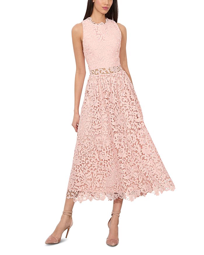 

Бархатный миди-платье с цветочным кружевом Babette Alice and Olivia, розовый