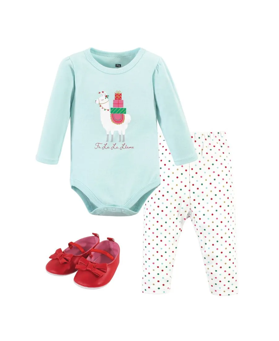 Хлопковый боди, брюки и комплект обуви Hudson Baby, Fa La Llama