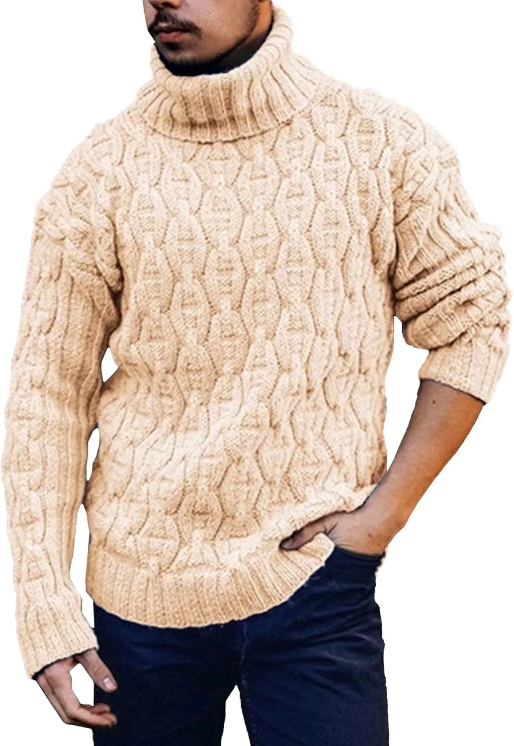 

Мужской водолазка Slim Fit с косой вязкой