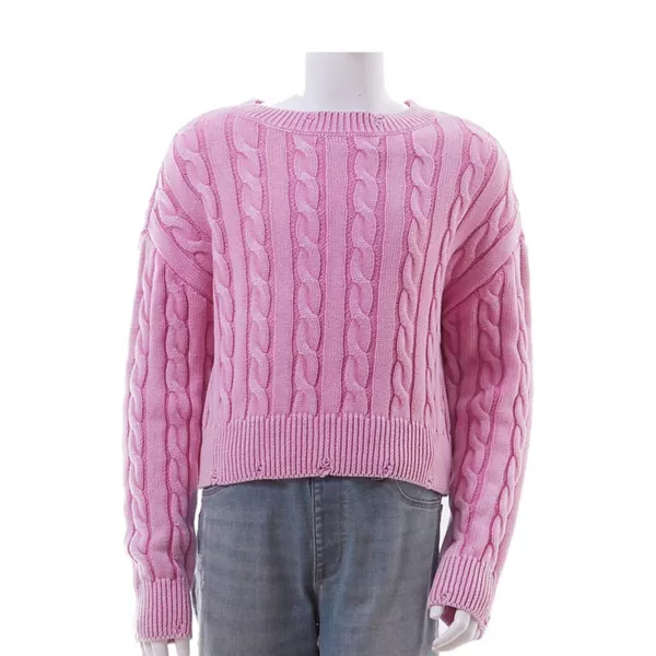 

Детский вязаный свитер с круглым вырезом для девочек 7-16 лет Mini Society, розовый