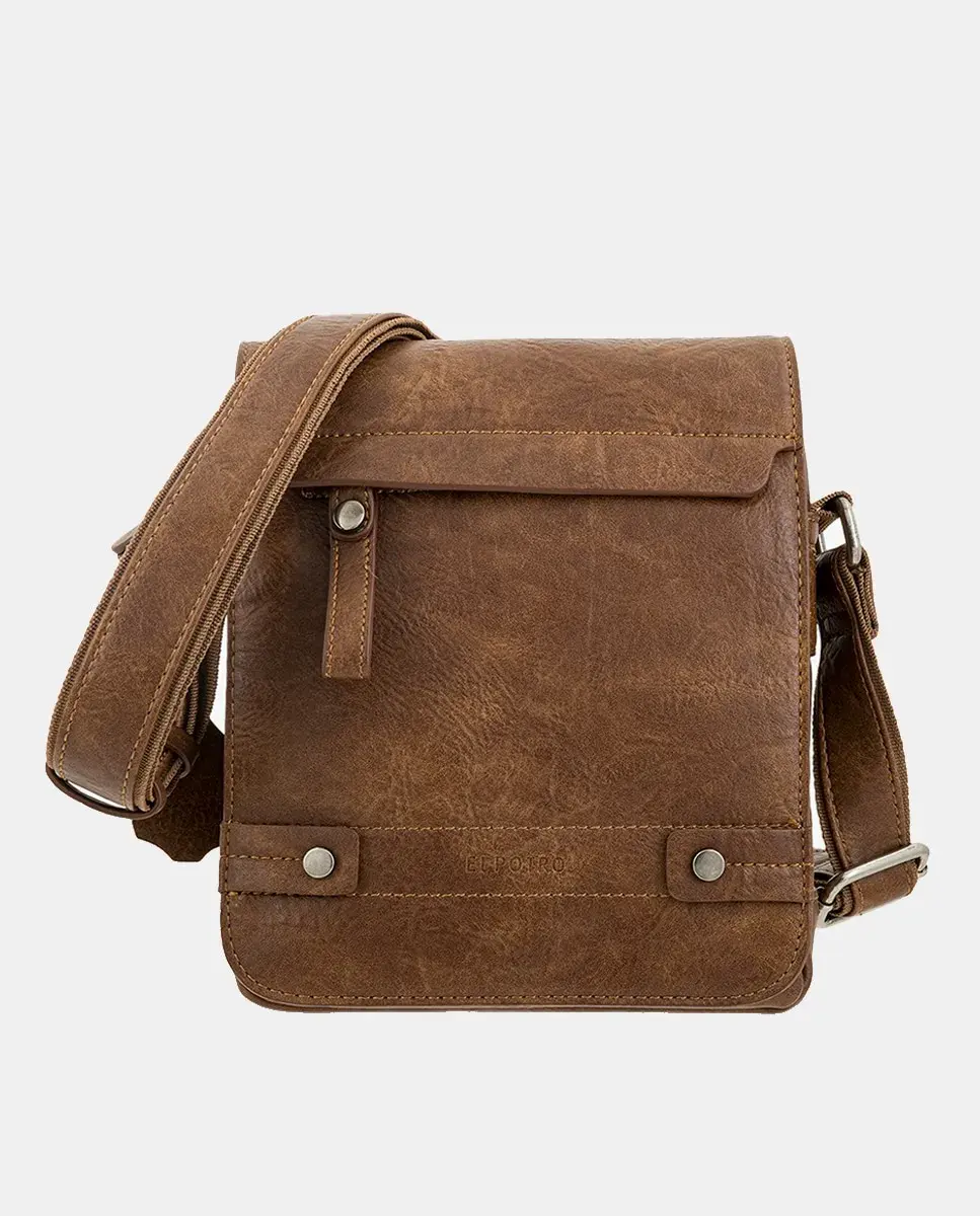 

Мужская сумка-мессенджер с клапаном и молнией El Potro, песочный