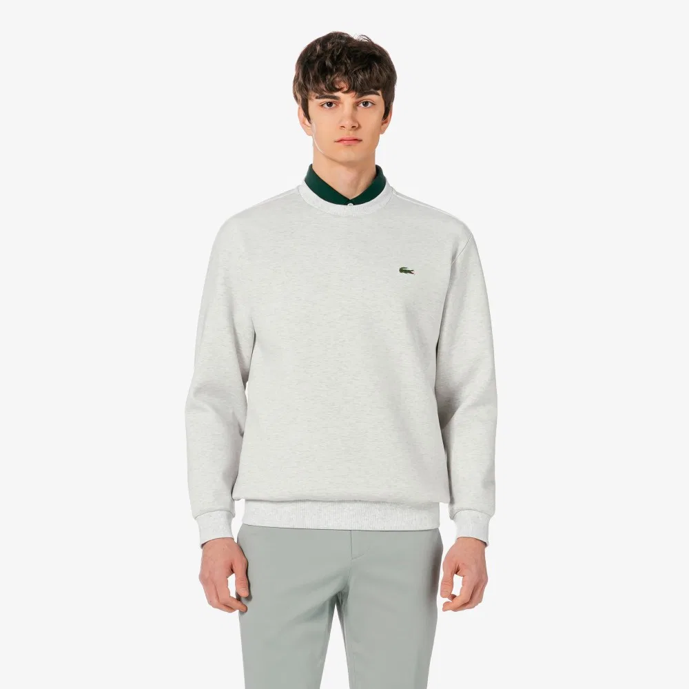Мужской базовый свитшот Double Face Crewneck, меланжевый серый, от Lacoste — фото 4