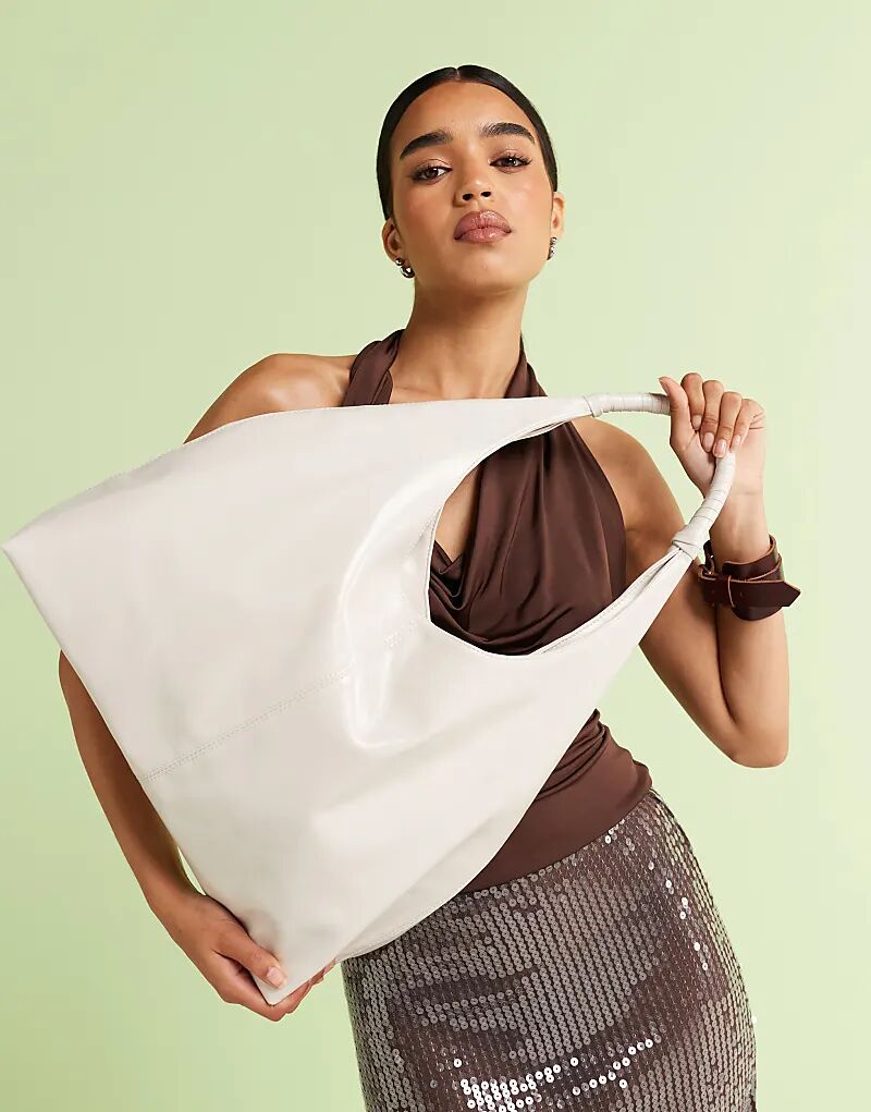

Сумка-тоут ASOS DESIGN с обернутой ручкой в цвете «кремовый»