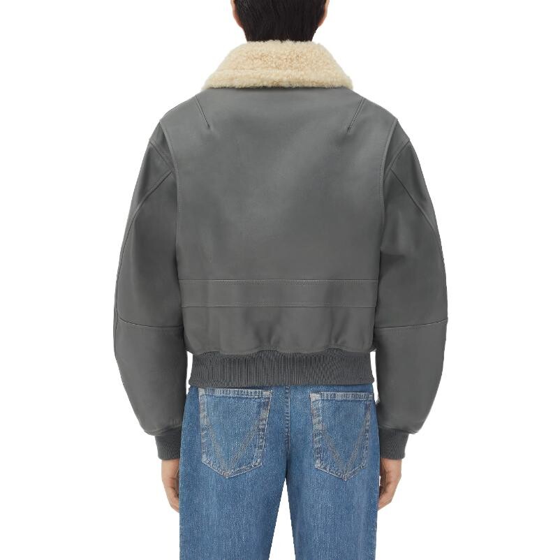 Кожаная куртка мужская серая Bottega Veneta, серый — фото 3