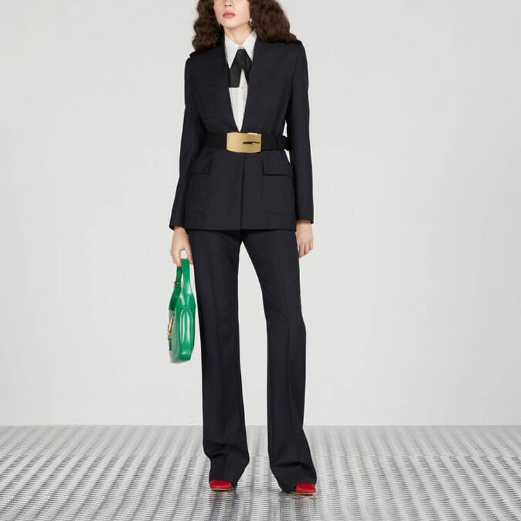 Женские брюки Gucci повседневные, элегантный крой, синий — фото 2