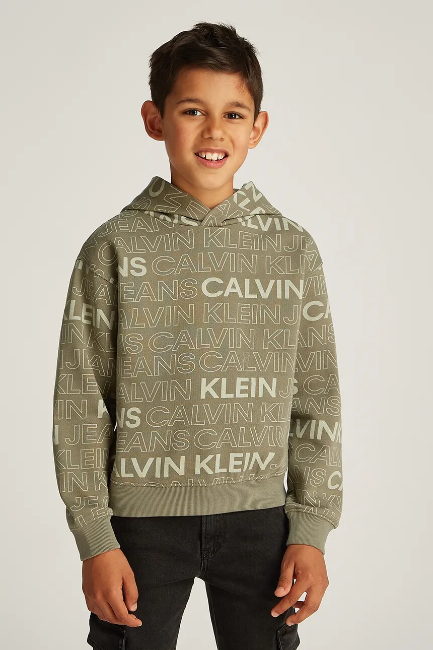 

Детская хлопковая толстовка Calvin Klein Jeans, зеленый