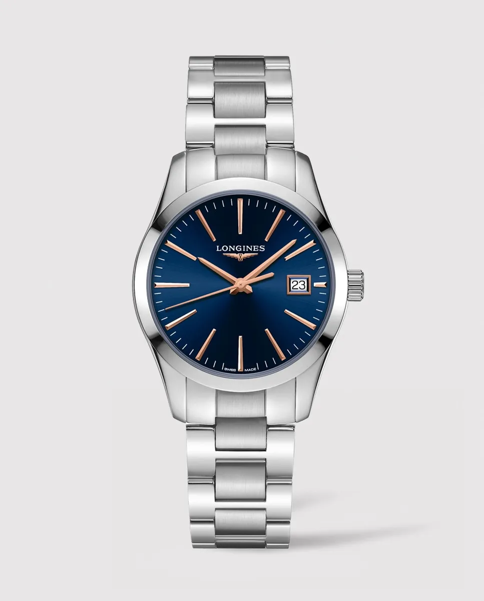

Женские часы Longines L238645926 Conquest из двухцветной стали, серебряный