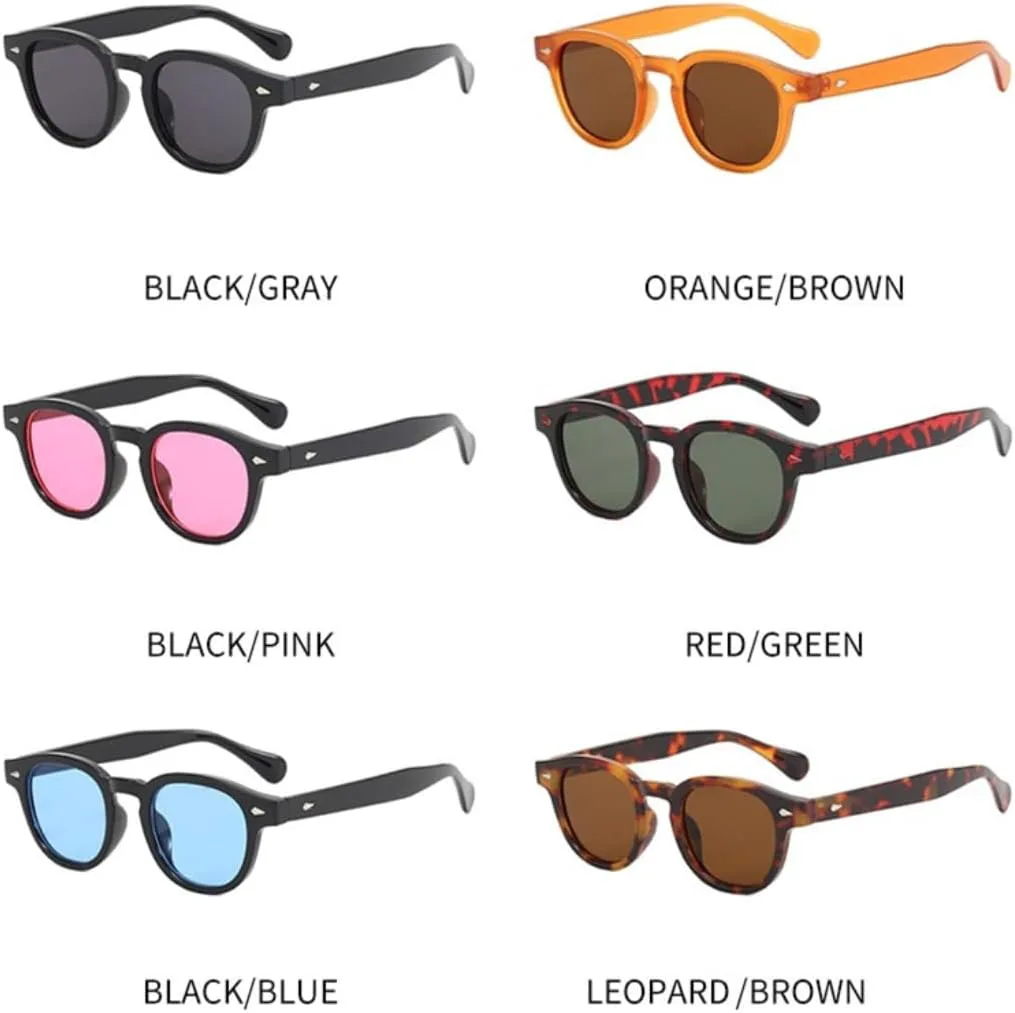 

Солнцезащитные очки для мужчин и женщин - защита UV400 - круглые заклепки, панк-леопардовый принт, для занятий спортом на открытом воздухе и вождения DSVIGF, Black