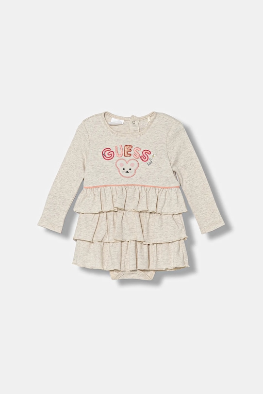 

Хлопковое платье для малышей Guess, бежевый