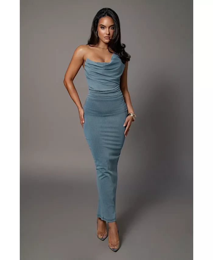 

Женское макси-платье Krishna с одним плечом JLUXLABEL, синий