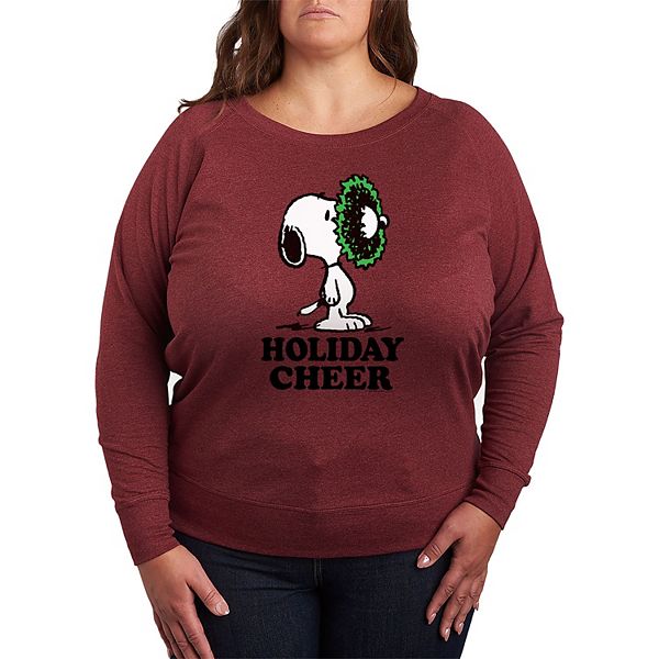 

Футболка с длинным рукавом Peanuts Snoopy Holiday Cheer French Terry plus size Licensed Character, Heather Dark Red