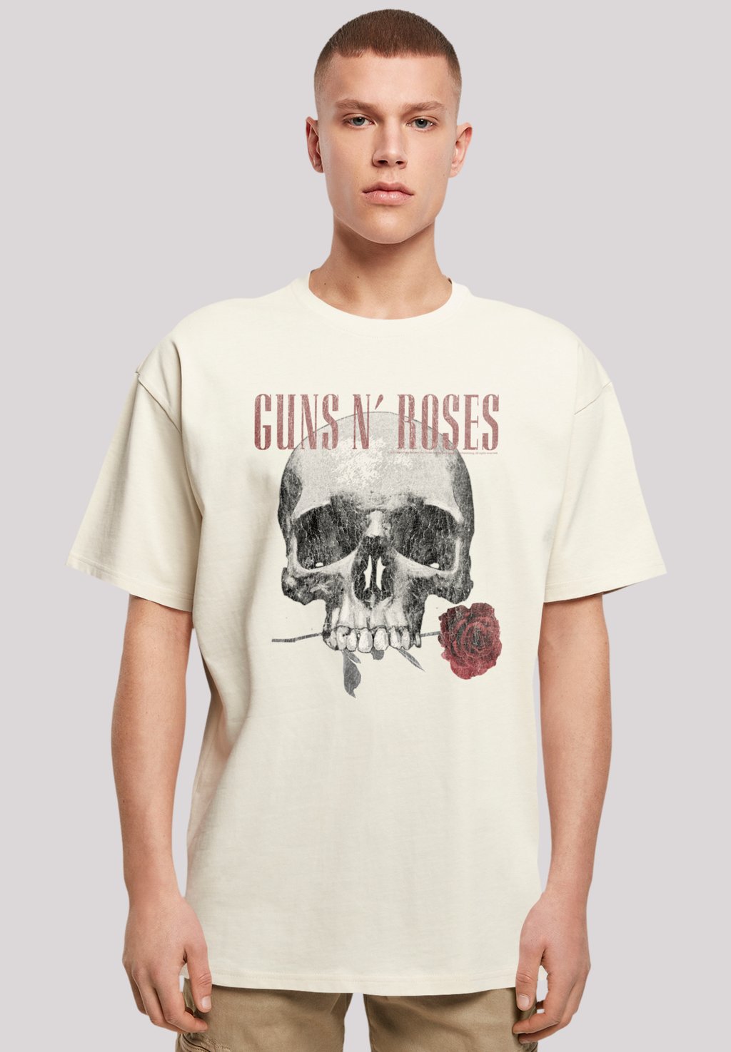 

Футболка с принтом GUNS 'N' ROSES FLOWER SKULL ROCK MUSIK F4NT4STIC, песочный