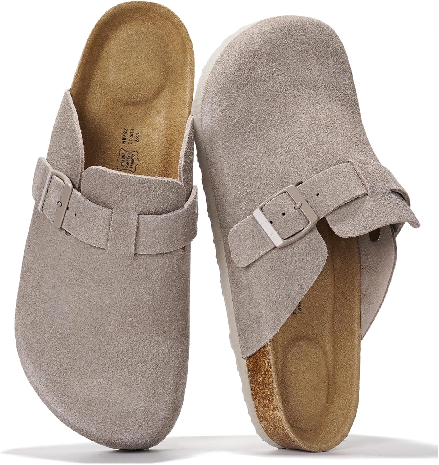 

Мужские сабо Project Cloud - 100 натуральная кожа полного слоя, сабо с мемори-пеной для мужчин, поддержка свода стопы, пробковая стелька, противоскользящая подошва (Brooklyn), серый