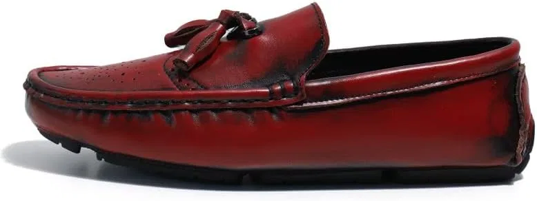 Лоферы с кисточкой, кожаные, Mens Loafers, Red SayfuR