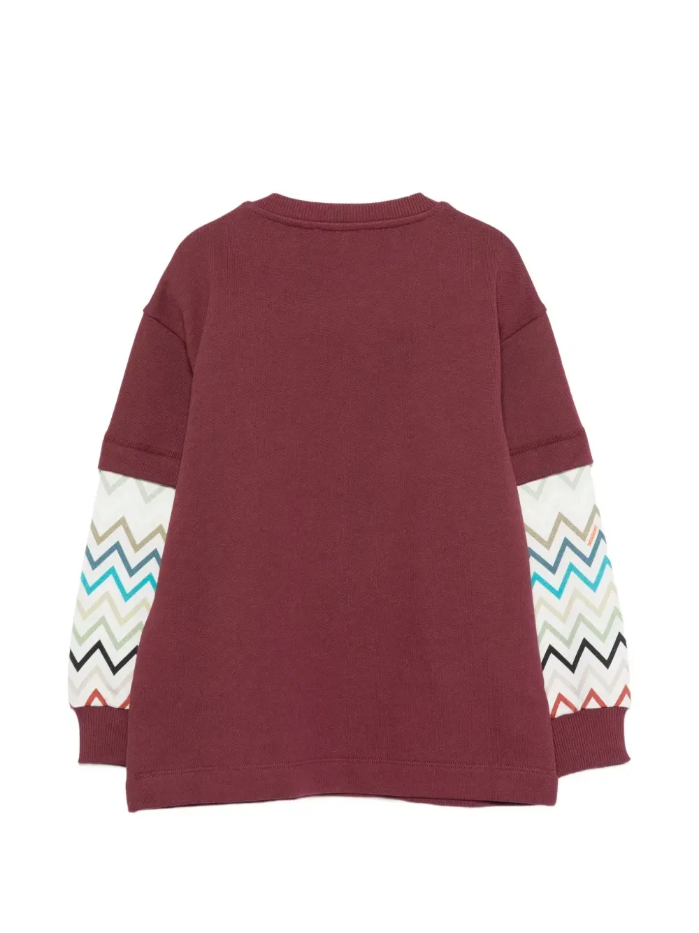 Хлопковый свитшот с вышитым логотипом и зигзагообразным узором Missoni Kids, красный — фото 2