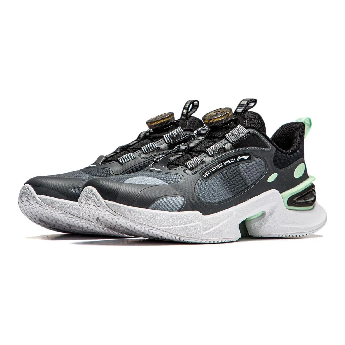 YOUNG Li-Ning YOUNG Dragonfly Leap синтетическая кожа амортизация износостойкие низкие детские кроссовки black gray — фото 4