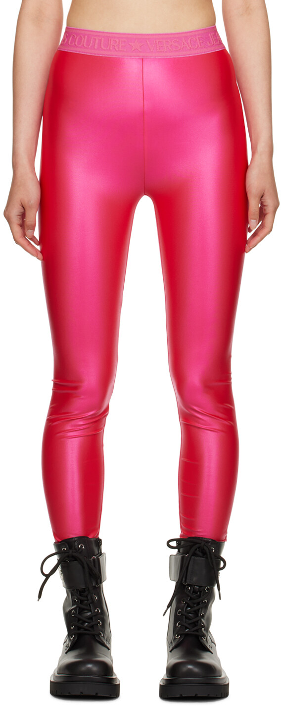 

Розовые эластичные леггинсы Hot Versace Jeans Couture