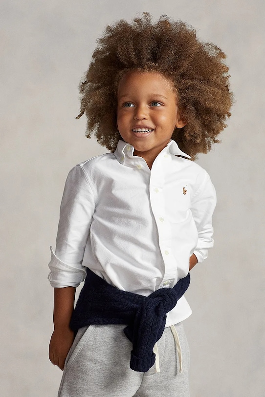 

Детская хлопковая рубашка Polo Ralph Lauren, белый