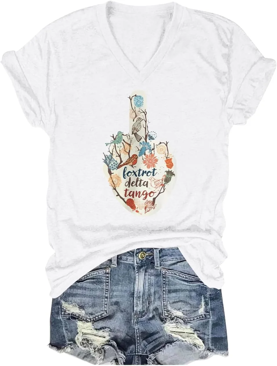 Футболка Foxtrot Delta Tango V-Neck с цветочным принтом